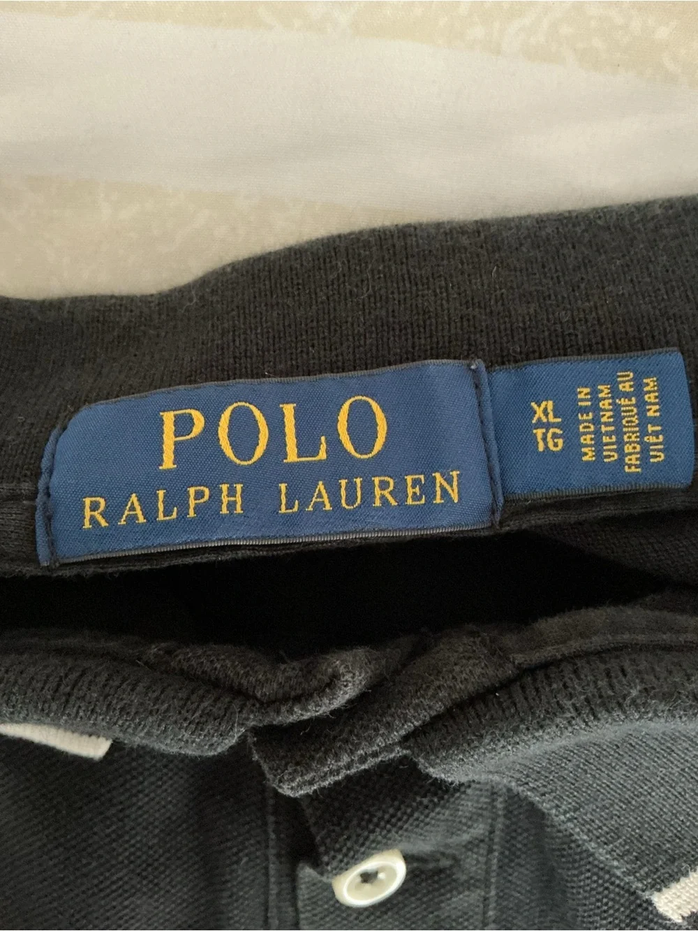Ralph Lauren Black Polo Shirt with White Trim